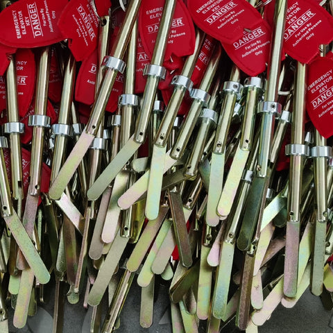 YnFag elevator key with large tag ring for easy visibility in the toolbox.