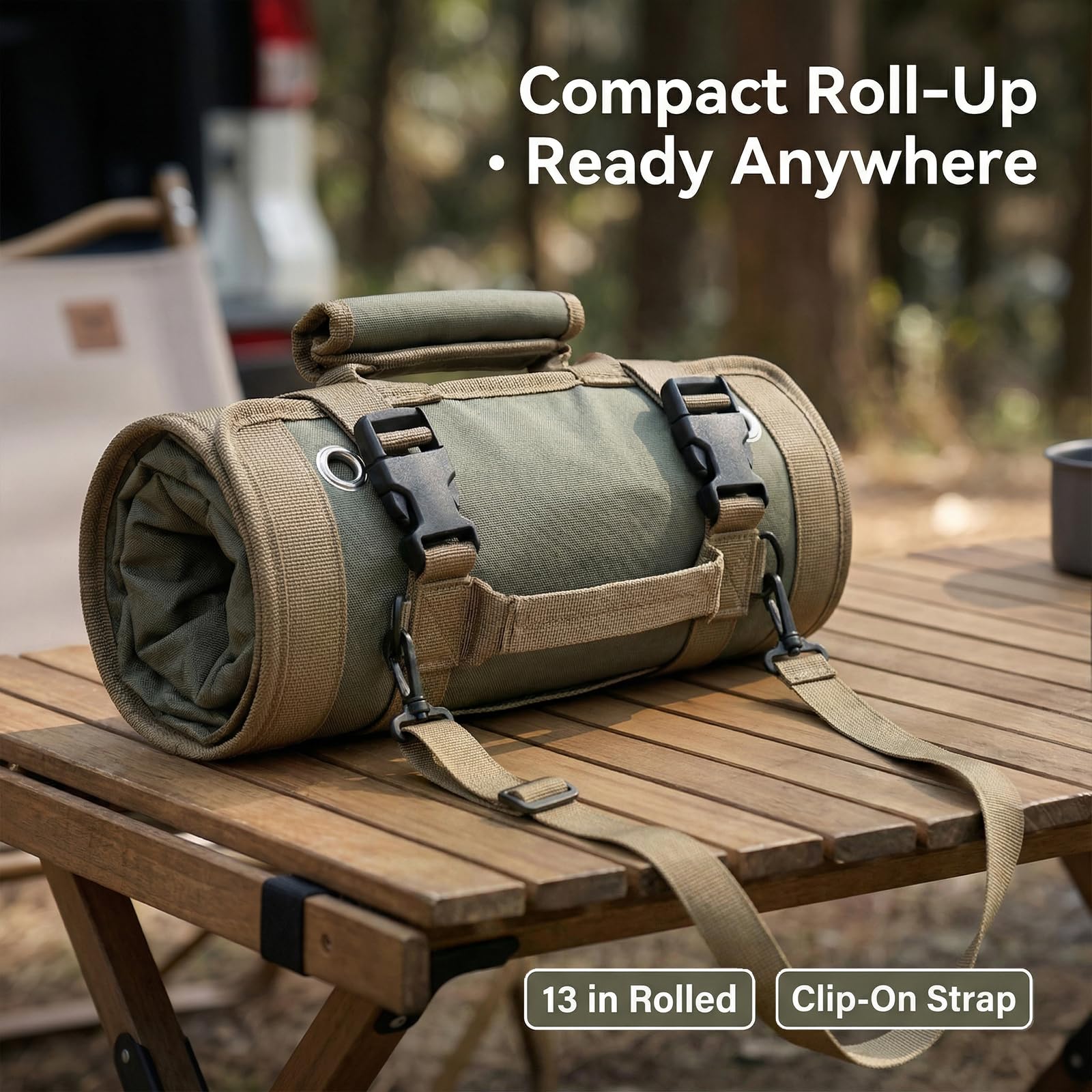 Yobobo tool bag compact bundle with buckles after a job.