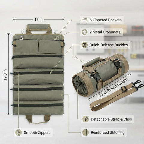 Yobobo tool bag in a clean garage scene for easy organization.