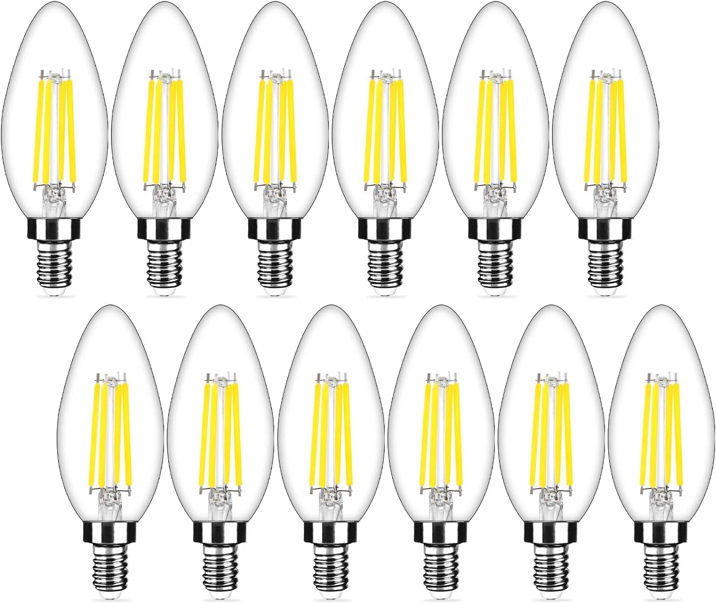 Yochoice 12-pack dimmable E12 LED candle bulbs for 40W-equivalent glow