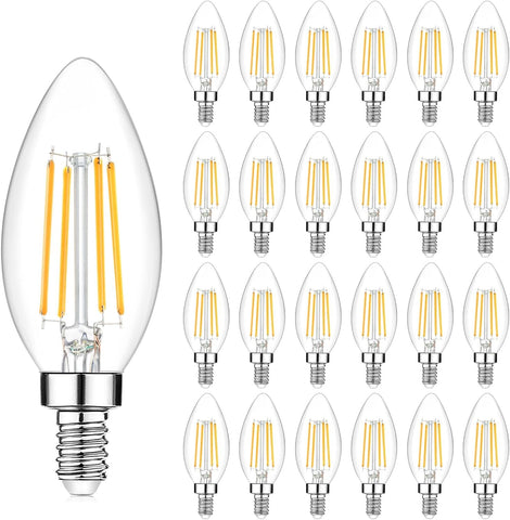 Yochoice 24-pack dimmable E12 LED candelabra bulbs for elegant chandelier lighting and energy savings.