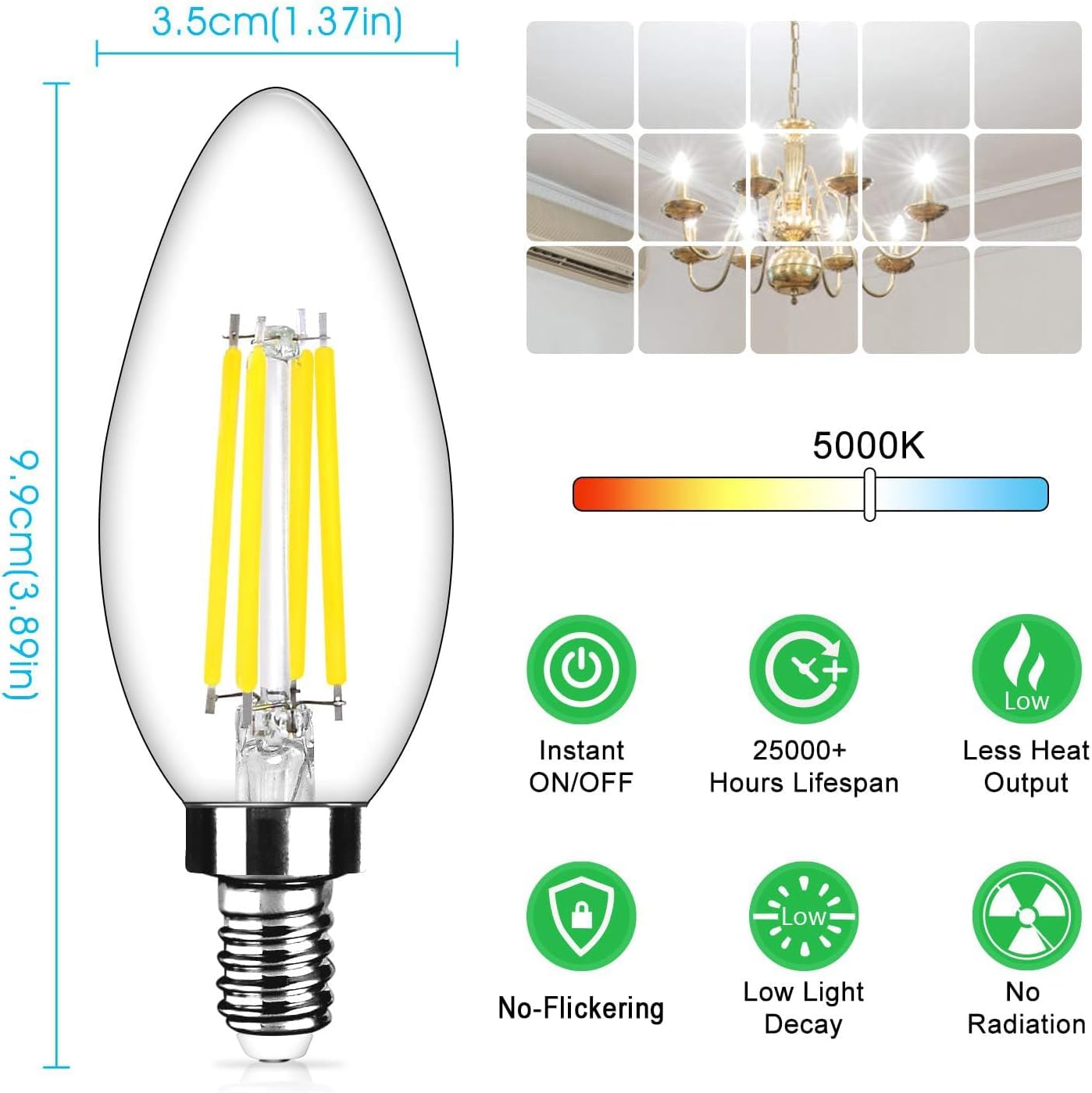 Yochoice easy E12 base installation fits most fixtures