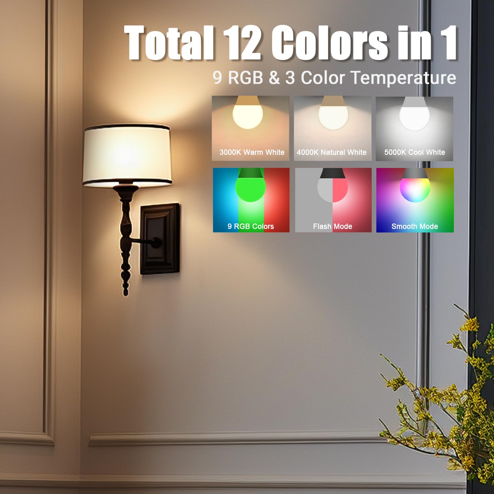 Yochoice LED A19 with 9 colors for customizable ambience in any room.