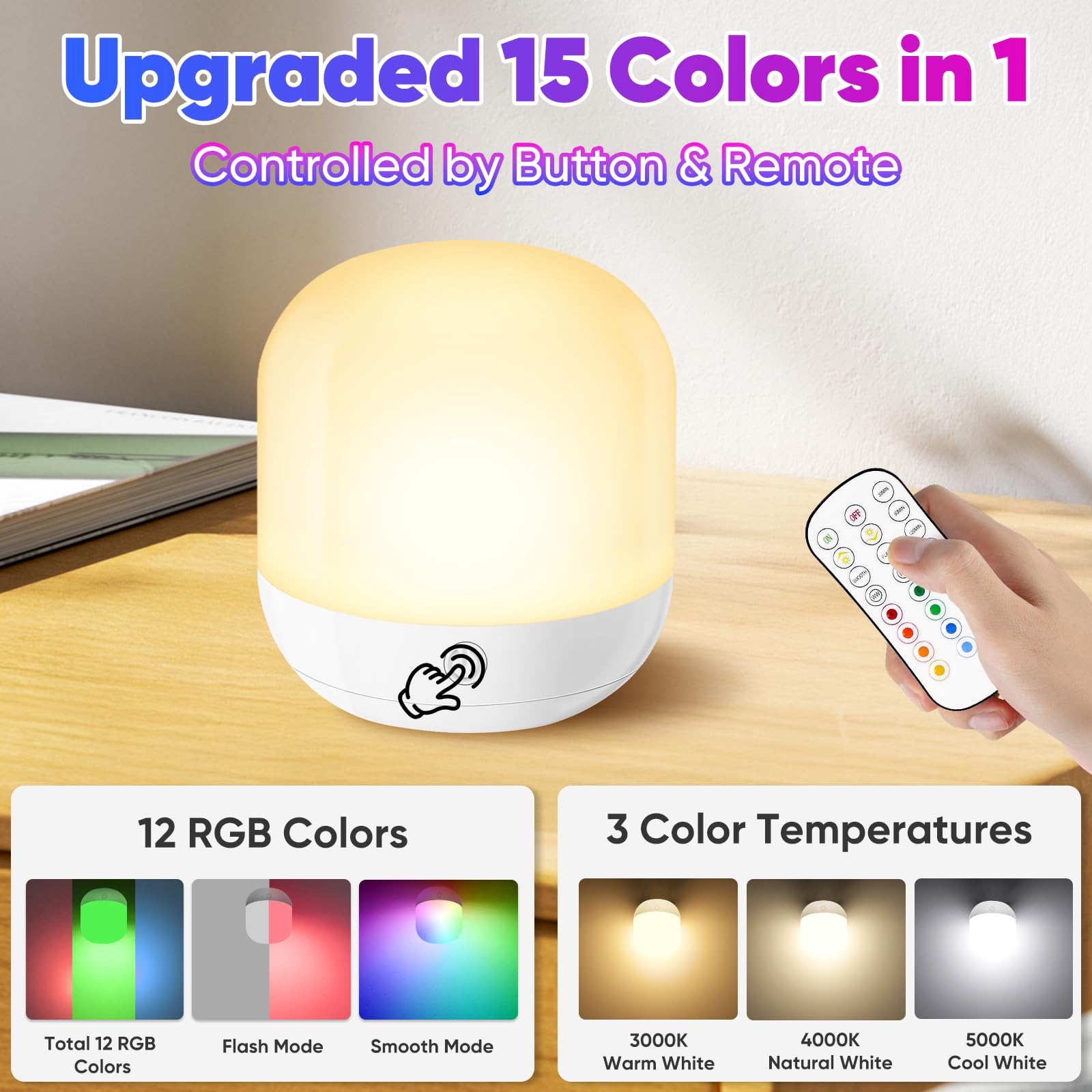 Yochoice bulb displaying 15 color options for versatile ambiance