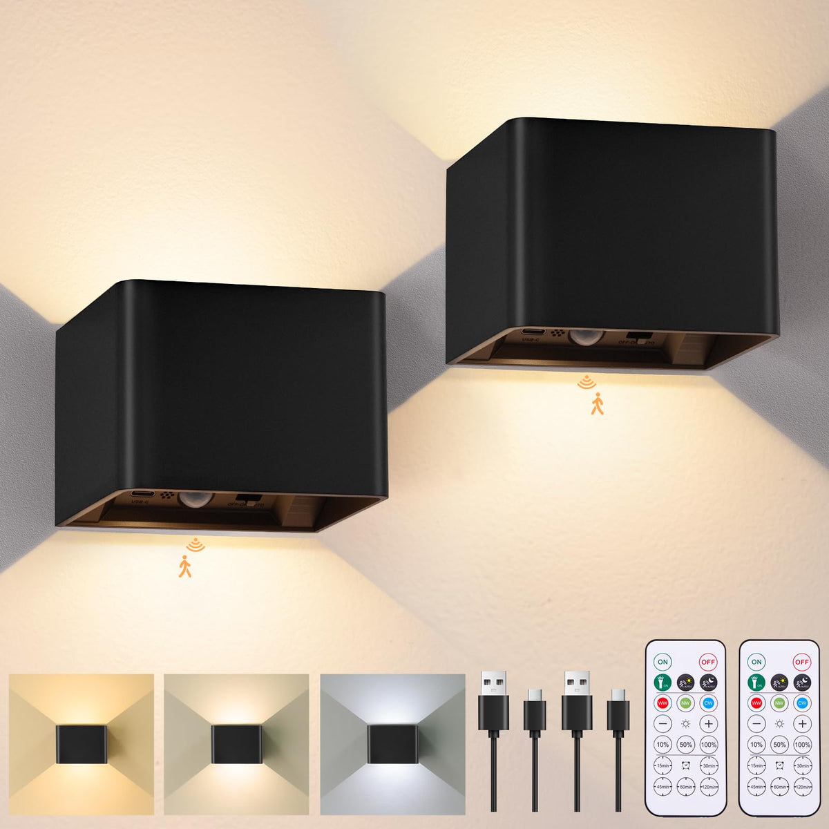 Yochoice motion sensor sconce, left view, hands-free stair lighting