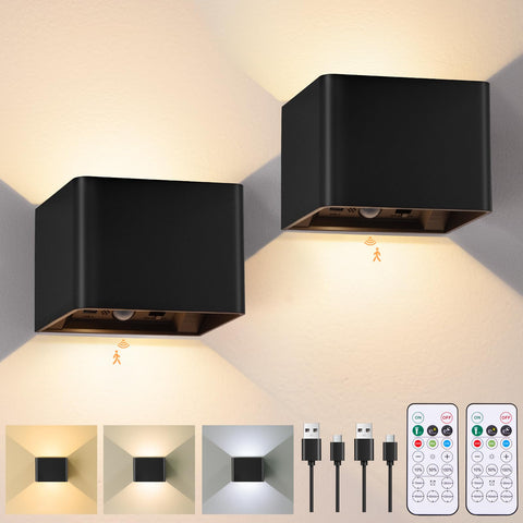 Yochoice motion sensor sconce, left view, hands-free stair lighting