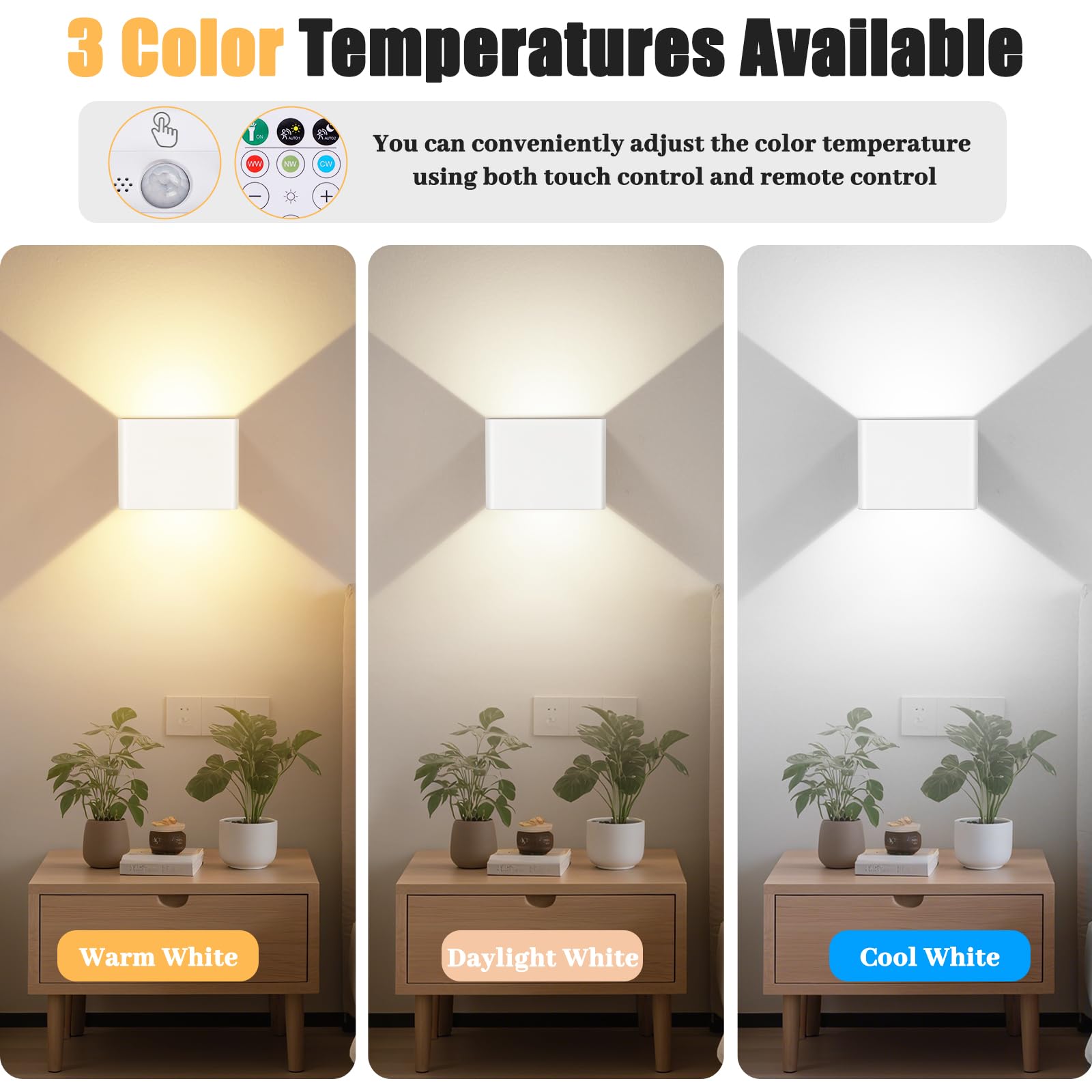 Yochoice motion sensor wall light 2-pack in-use showing auto-on at night.