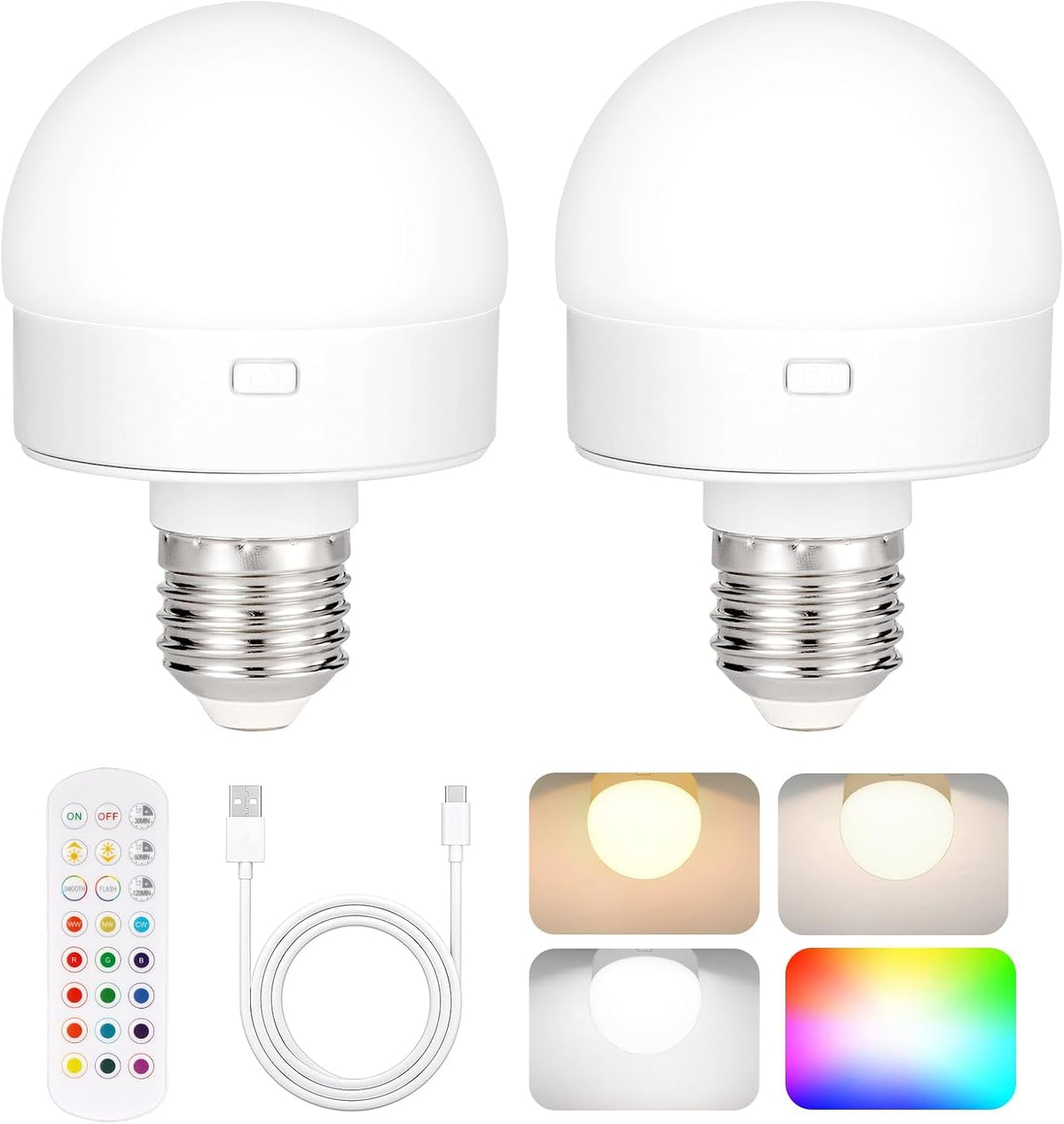 Yochoice rechargeable lightbulb with remote control for easy room lighting.
