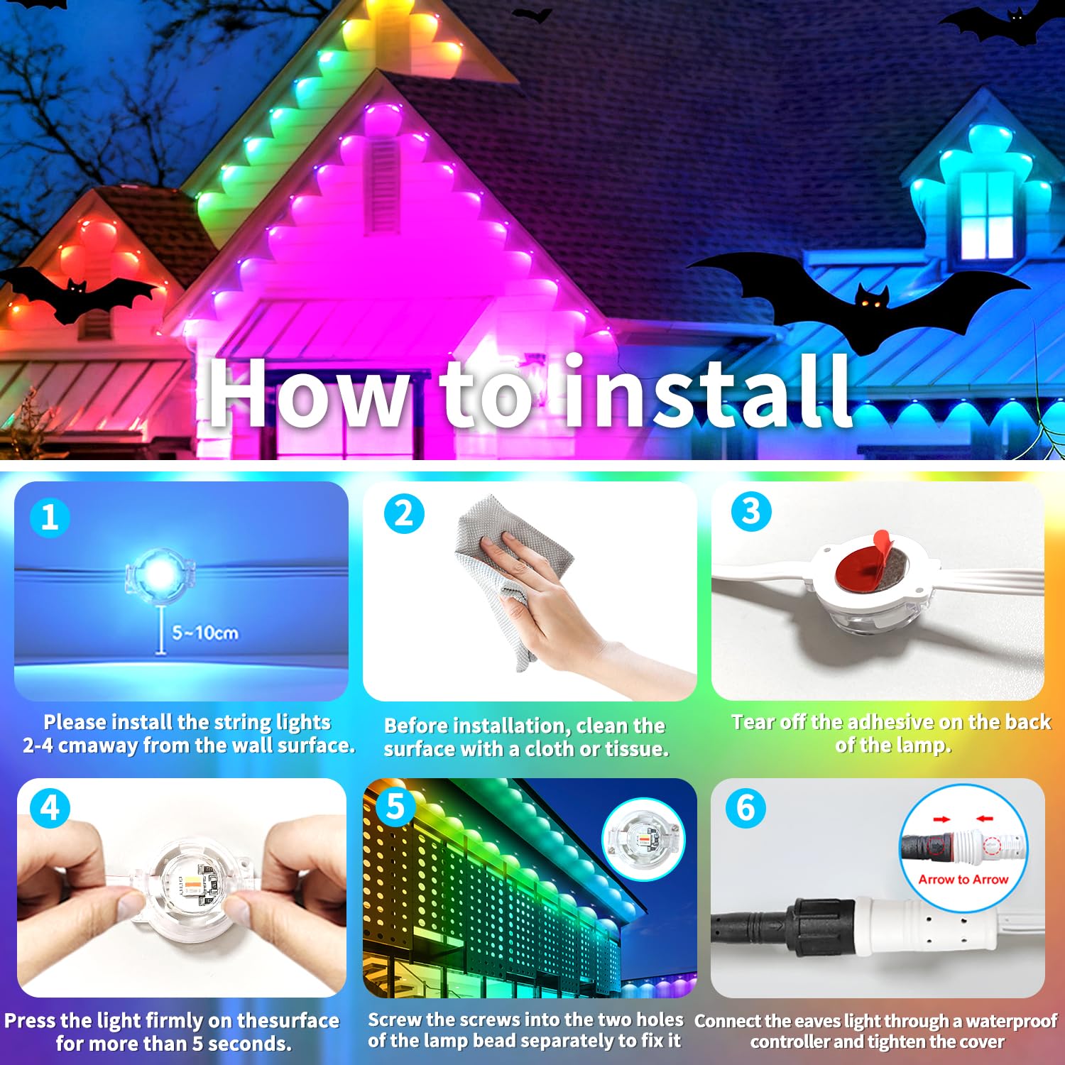 Yocrostar RGB lights suit Christmas and Halloween ambiance