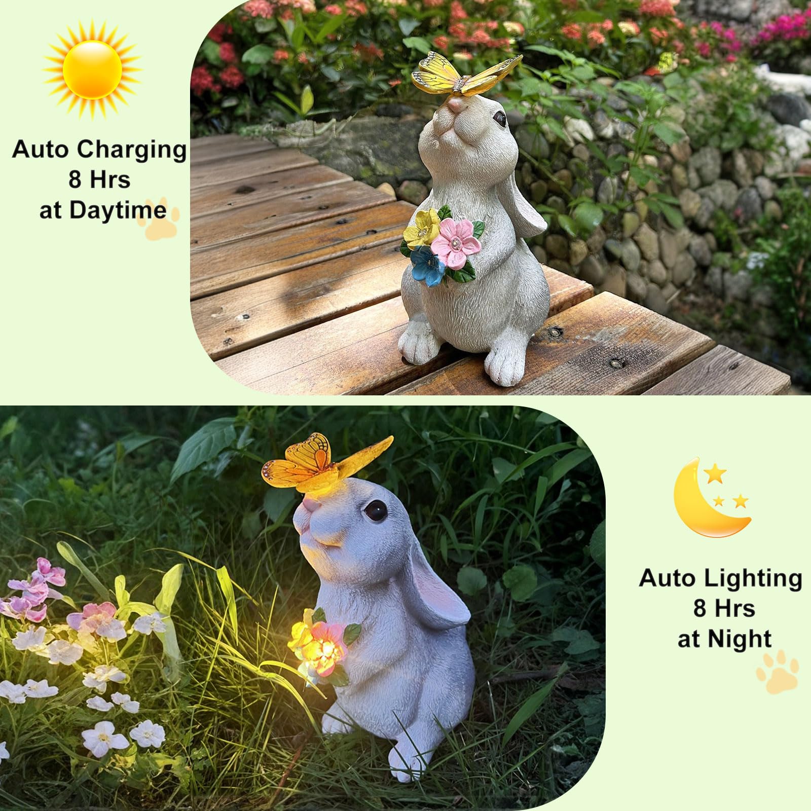 YODY rabbit garden statue daytime view enhances porch curb appeal