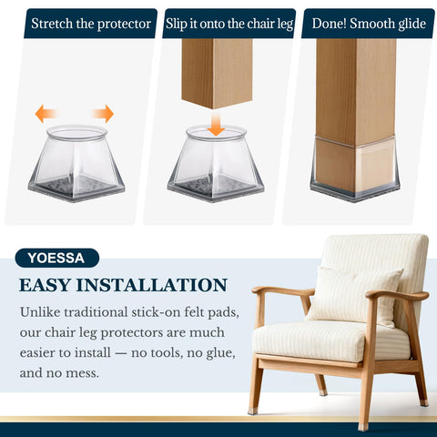 YOESSA square chair protectors shown on dining chair in use