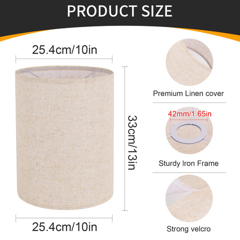YoflowX beige linen drum shade on a table lamp adding natural charm