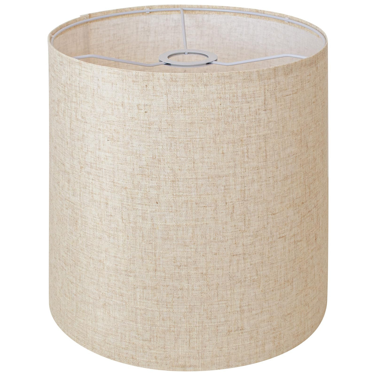 YoflowX beige linen tall drum lampshade top view, enhances refined ambiance.