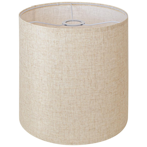 YoflowX beige linen tall drum lampshade top view, enhances refined ambiance.