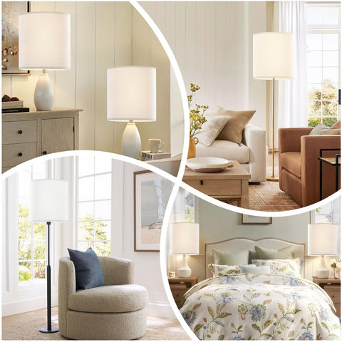 YoflowX white linen lampshade in a table lamp setup for cozy evenings