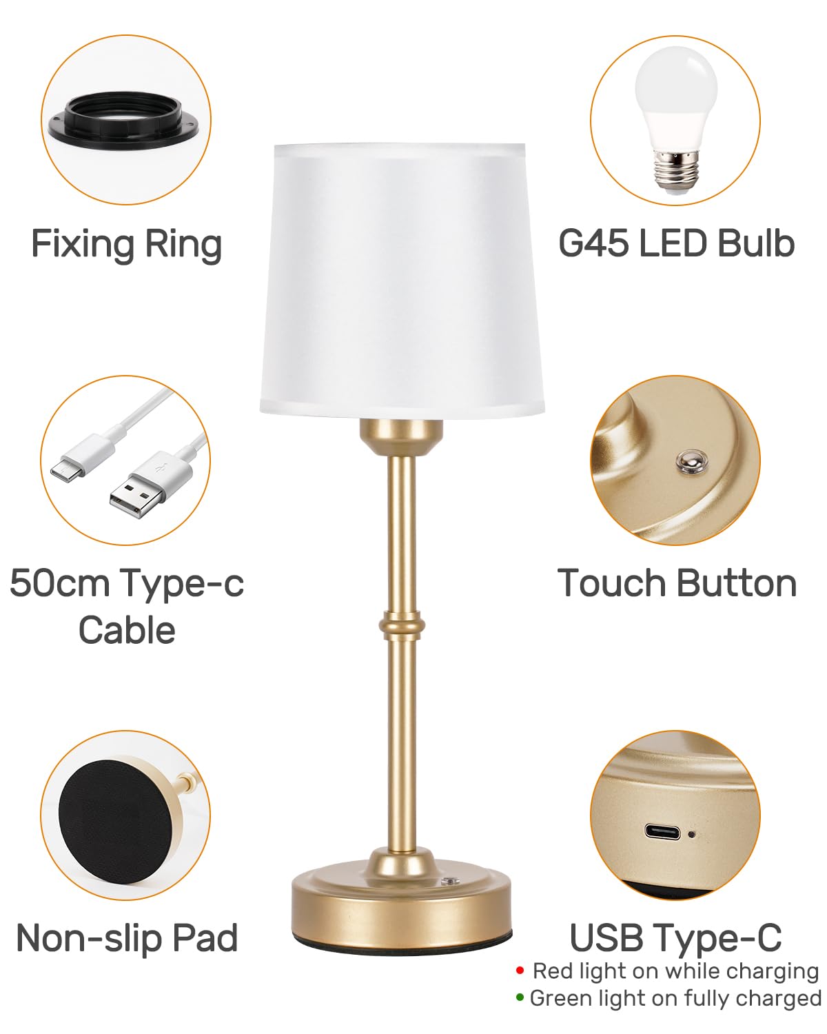 Yogaret portable table lamp for outdoor dining and patio use.