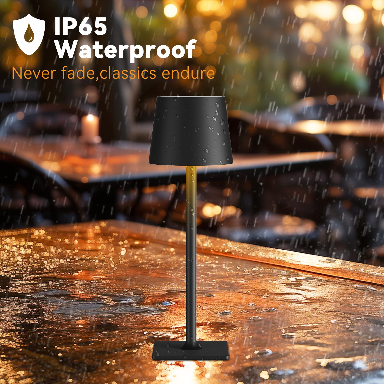 Yogaret IP65 weatherproof cordless lamp for damp or rainy days