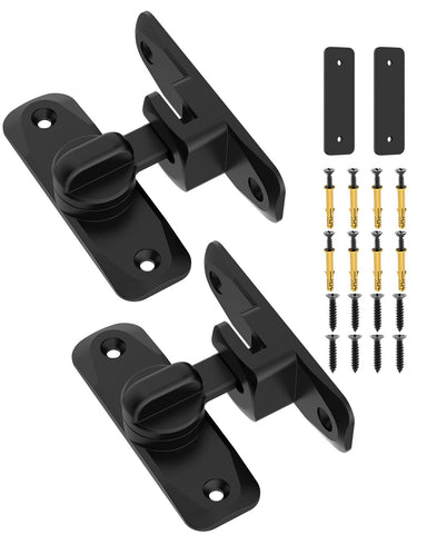 YogePote 90/180 degree barn door lock in black for secure cabinet and barn doors