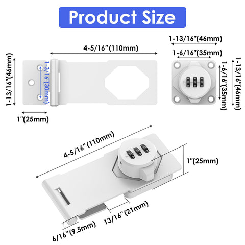 YogePote password hasp on-door installation shows 90 and 180-degree mounting flexibility
