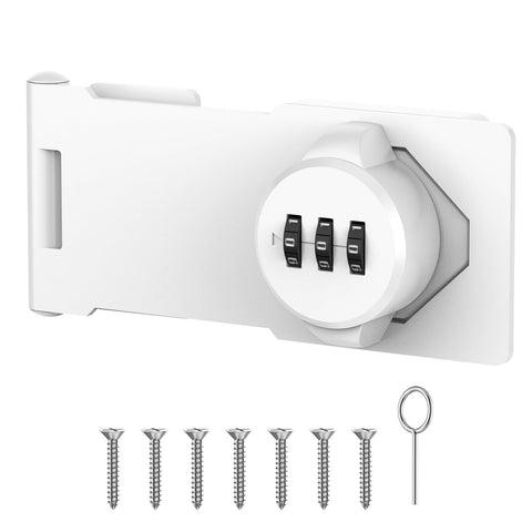 YogePote white finish hasp withstands frequent use in sheds and barns