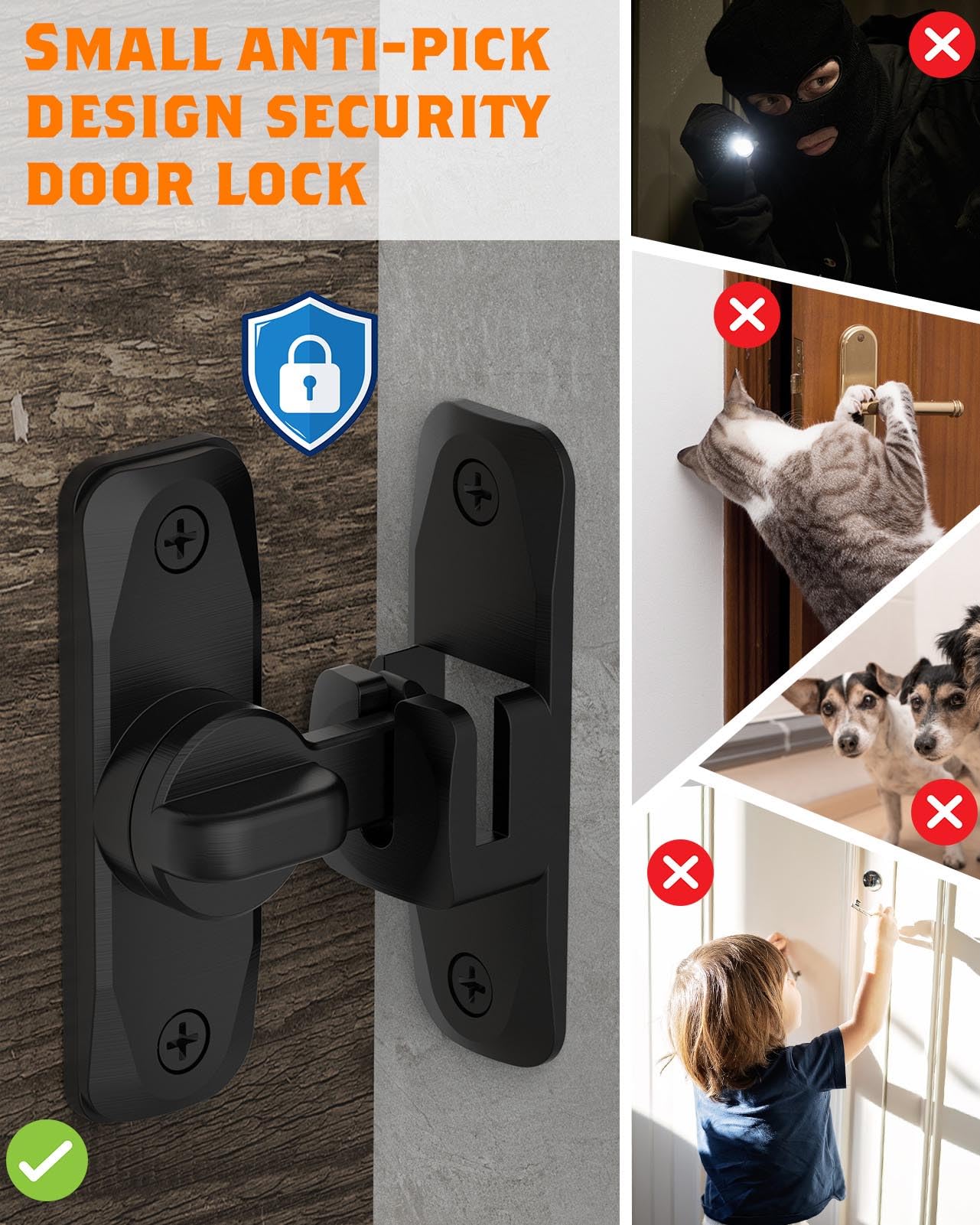 YogePote small flip gate latch demonstrates easy installation on doors and cabinets