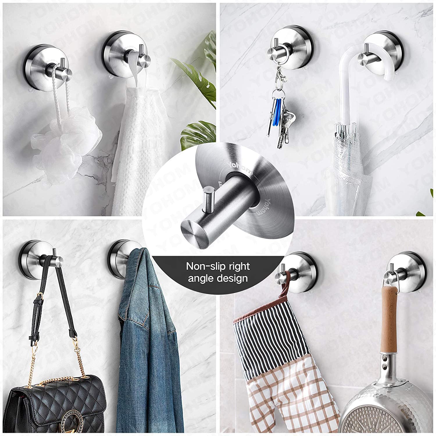 YOHOM shower loofah holder keeps damp items tidy and reachable.