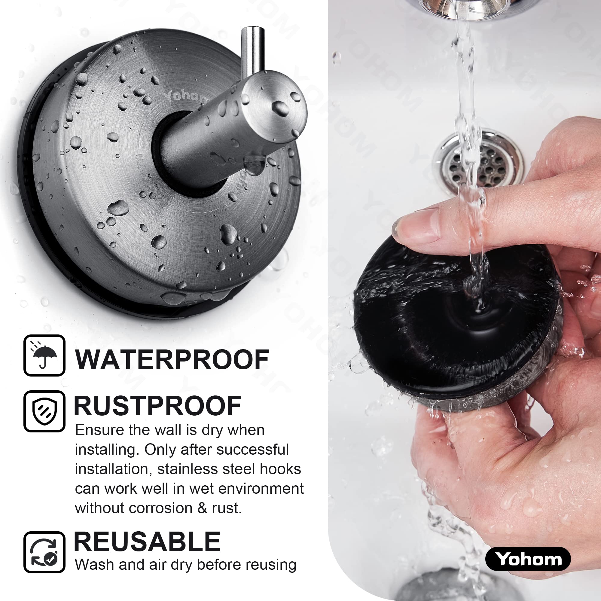 YOHOM suction hook for loofahs keeps bath essentials organized.