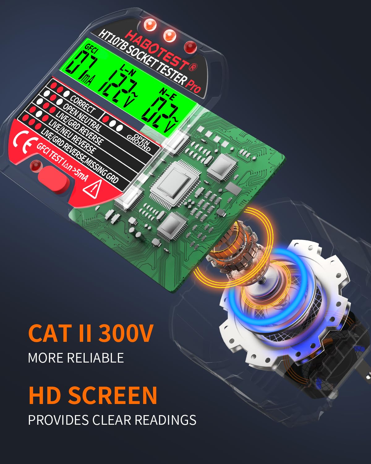 YOJOCK color LEDs indicate good or wiring problems instantly