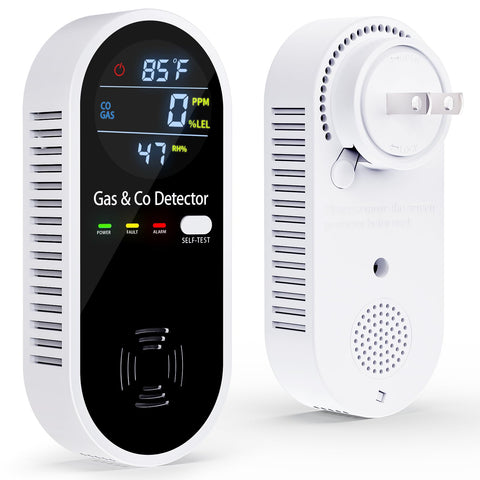 YOJOCK gas and CO detector front view shows plug-in design