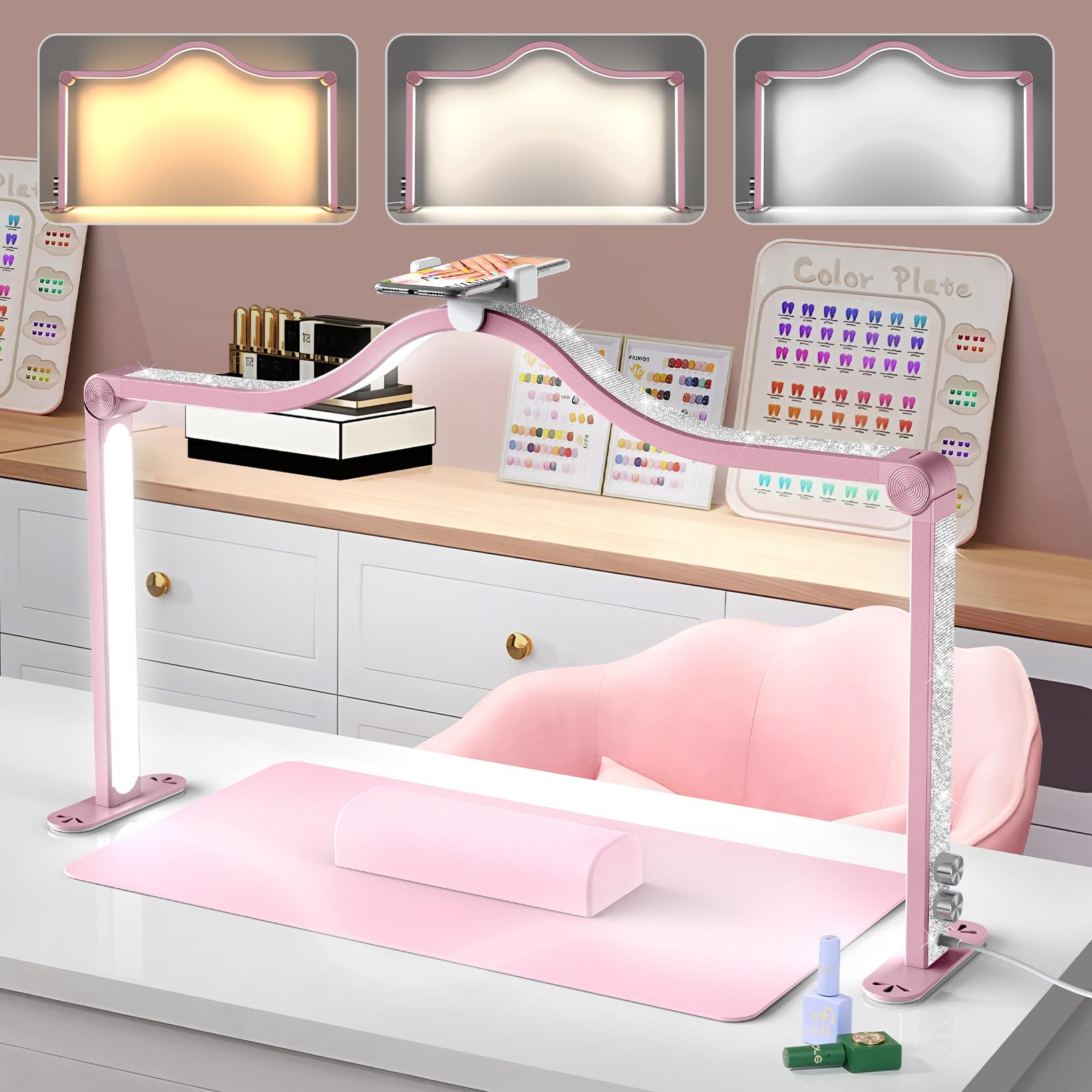 Yokilly Arc Half Moon Light delivers 34 inch shadow free illumination for precise nail art
