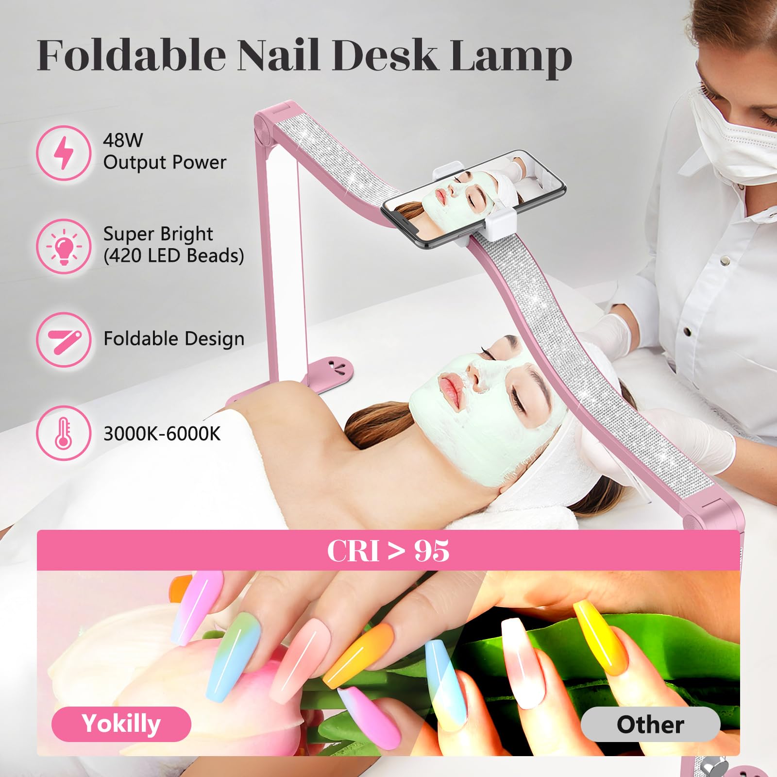 Yokilly Arc Half Moon Light foldable design with built in phone holder saves space