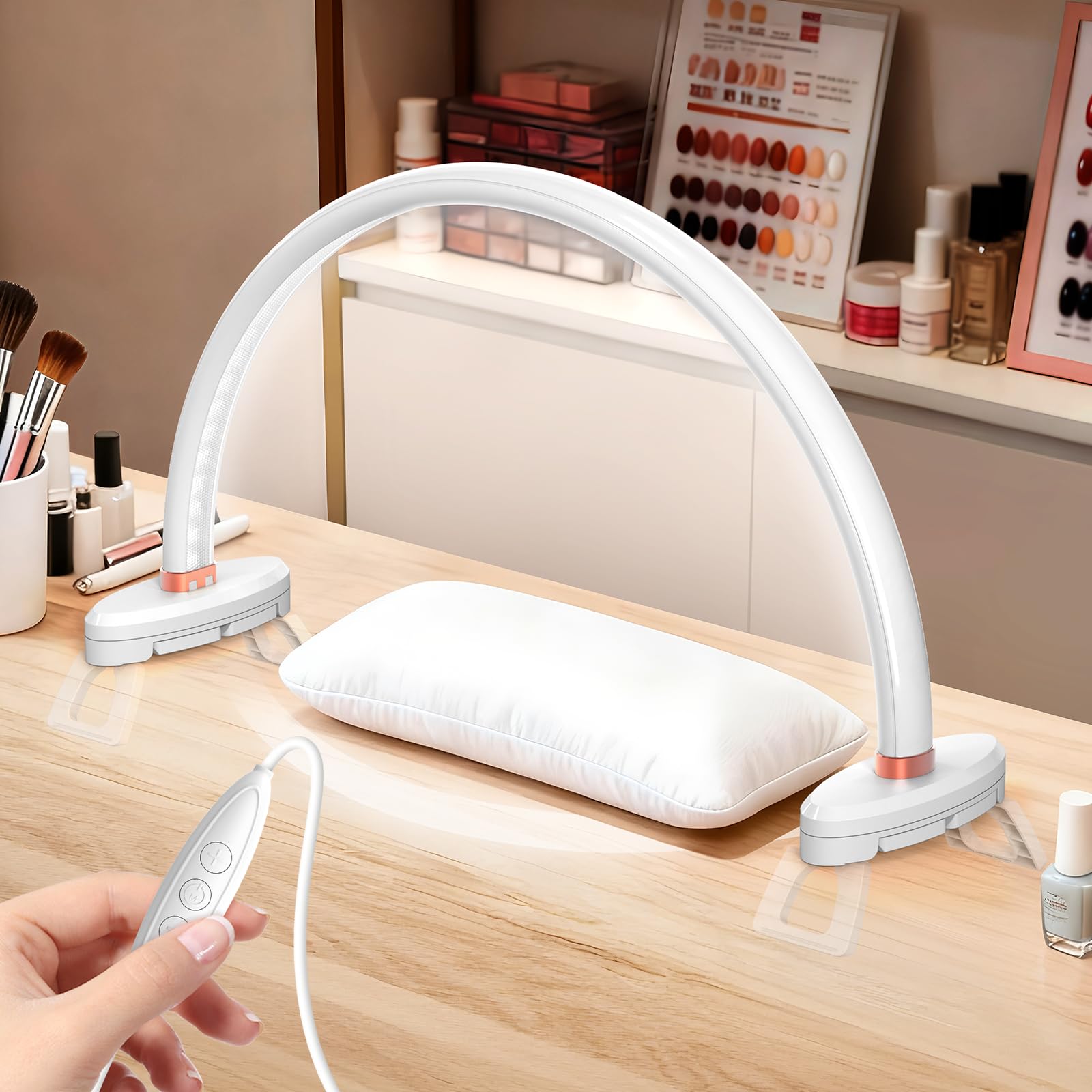 Yokilly Arc Half Moon Light front view shows shadow-free nail art illumination