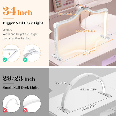 Phone holder on Yokilly Arc Half Moon Light helps record nail art.