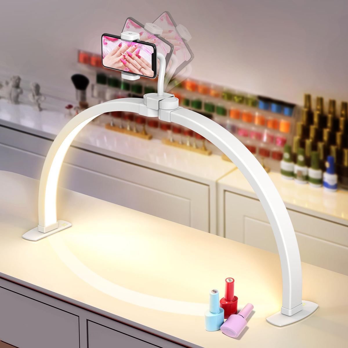 Yokilly half moon nail desk light with shadow-free illumination for precise nail art