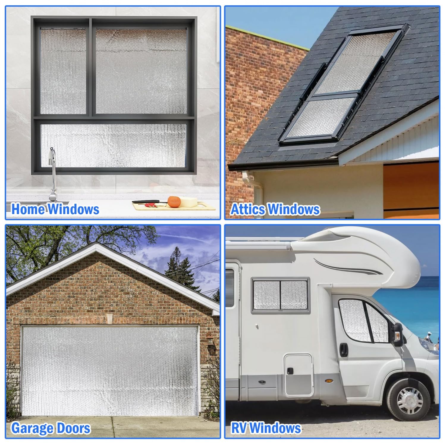 YoleShy reflective foil blocks strong sun for RV windows.