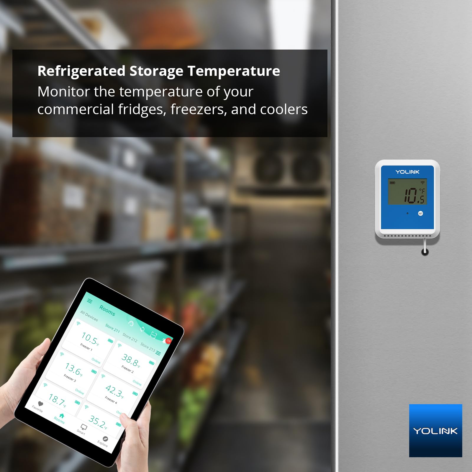 YoLink app notifications for real-time temperature updates.