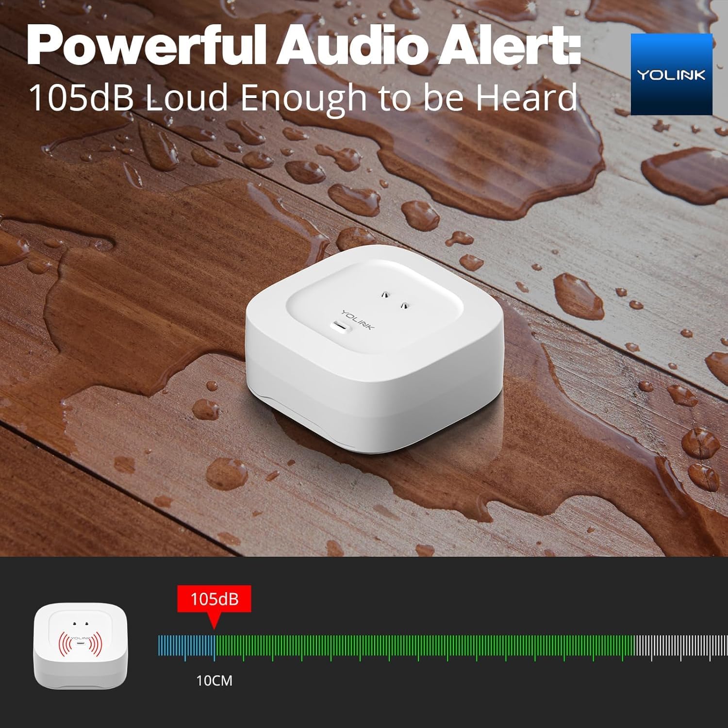 YoLink Leak Sensor 4 uses two AAA batteries with up to five years of life.