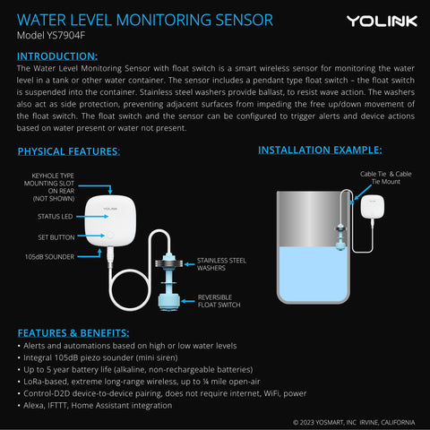 YoLink floating switch installation demonstrates easy, splash-safe mounting.