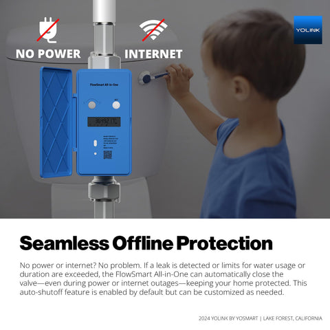 YoLink FlowSmart 10-year battery supports multi-year, low-maintenance operation.