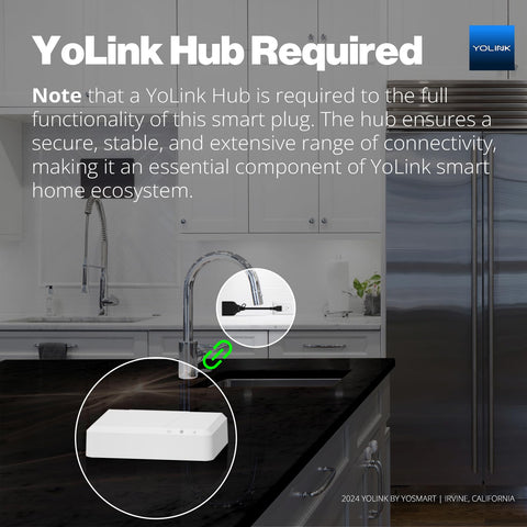 YoLink hub-required setup image underlines secure connectivity within the ecosystem.