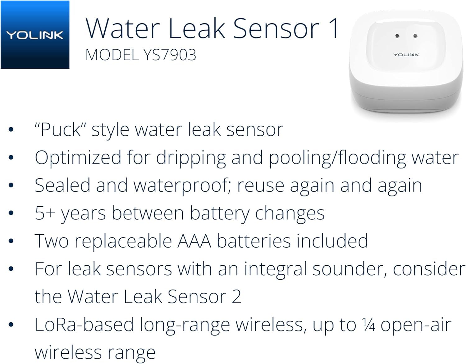YoLink Leak Sensor 1 silent unit detects moisture without an audible siren.