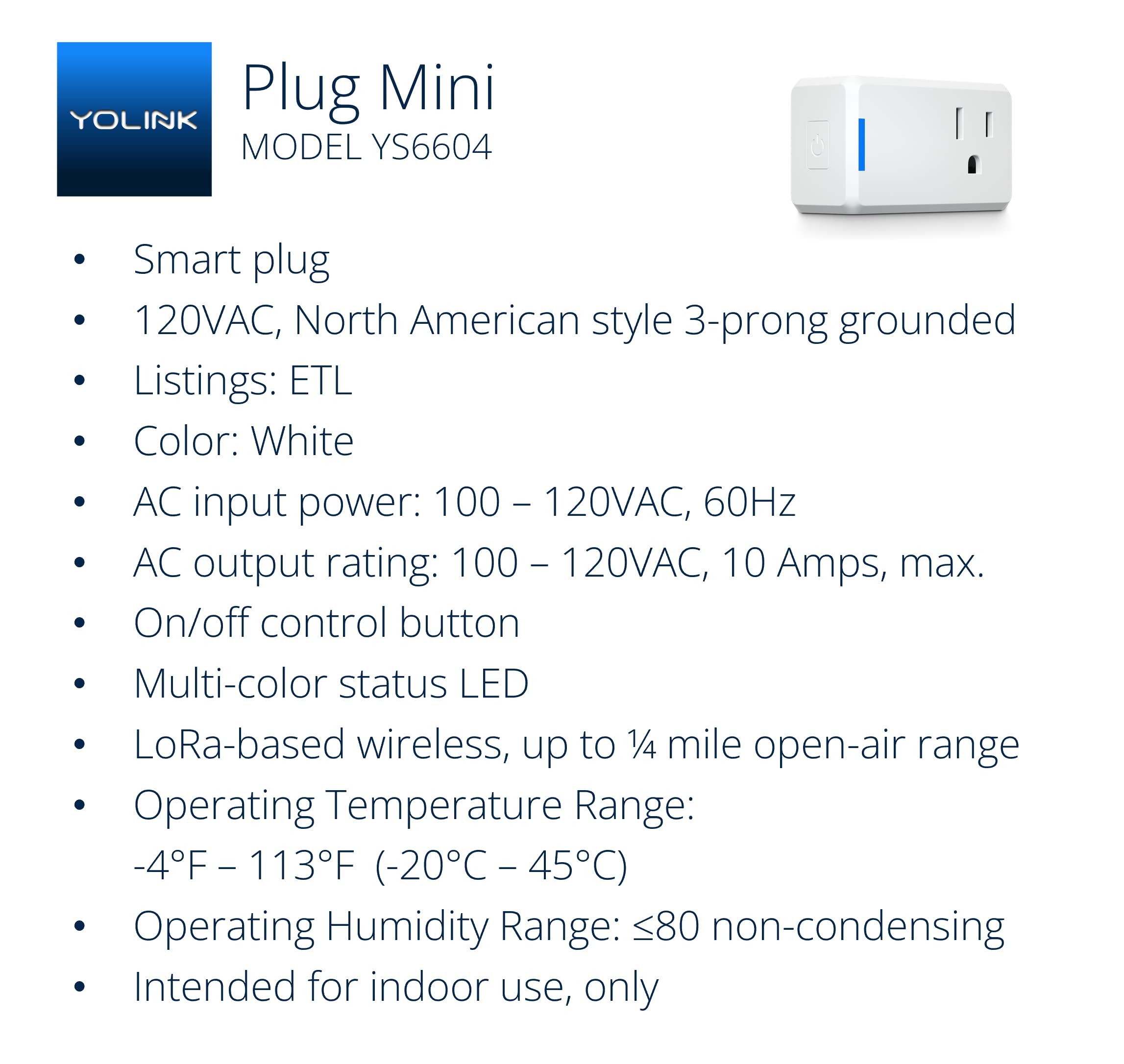 YoLink Mini Plug visual focus shows voice control with Alexa/Google Assistant.
