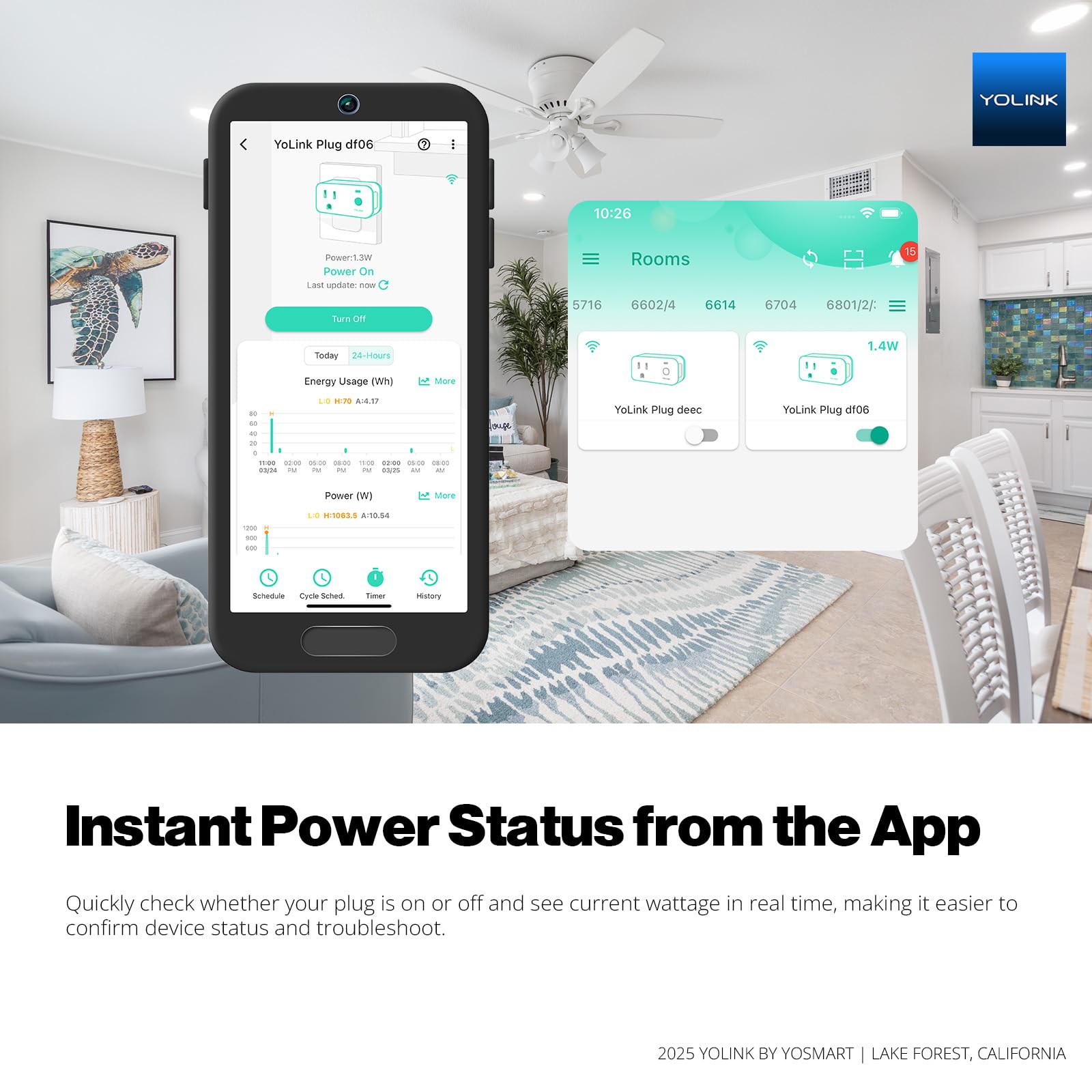 YoLink Smart Energy Plug 15A capacity suitable for high power devices