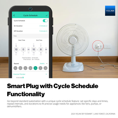 YoLink Smart Energy Plug real-time watt display shown in the app for live monitoring