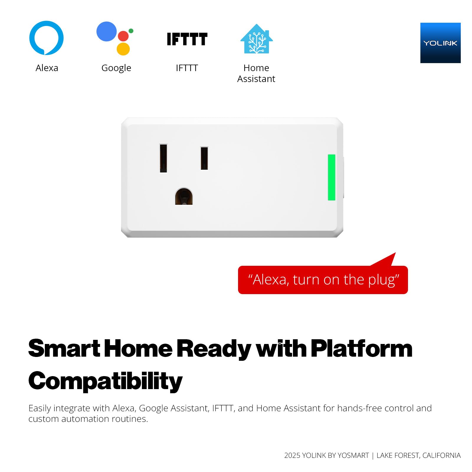 YoLink Smart Energy Plug smart home compatibility with Alexa and Google