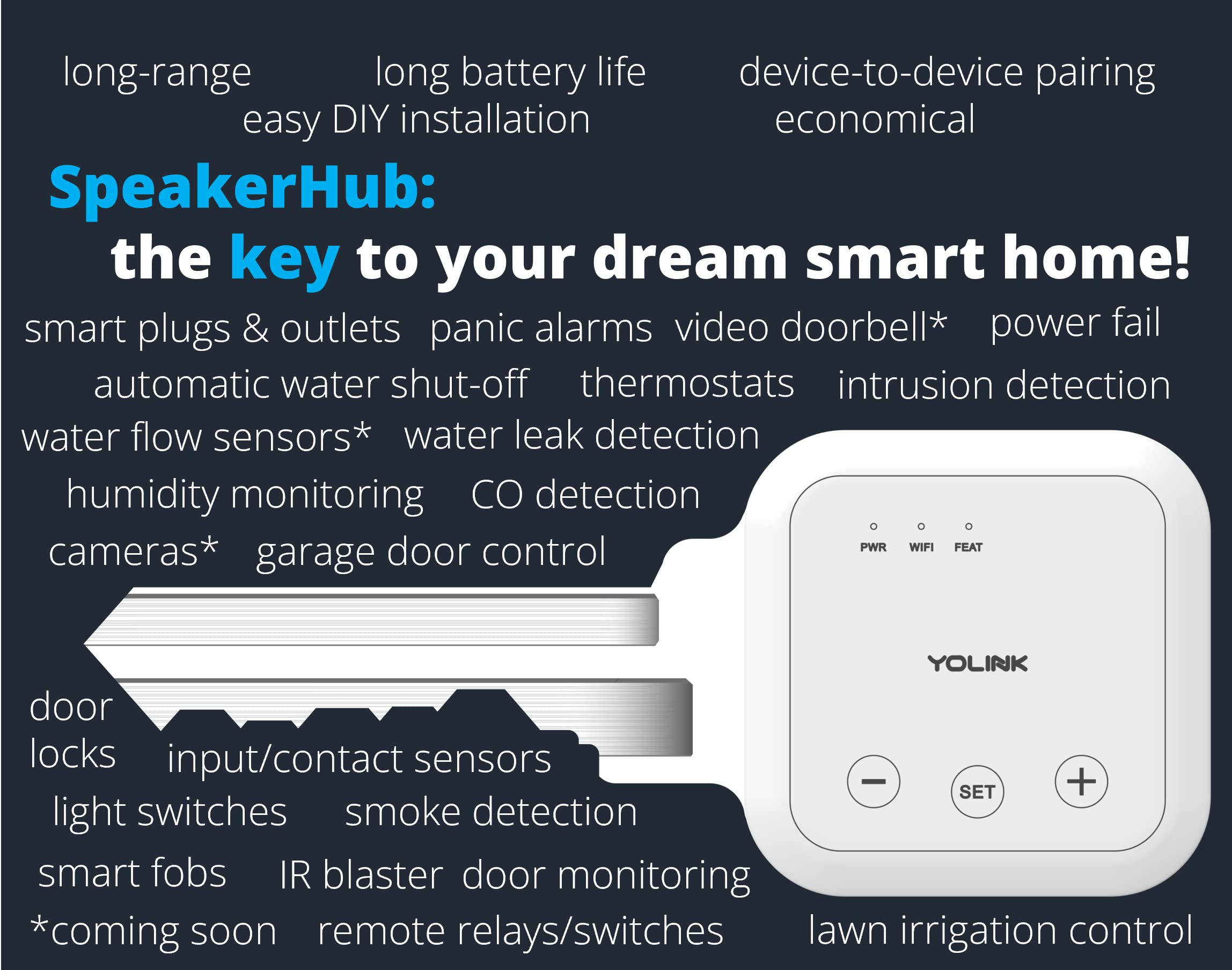 YoLink SpeakerHub door chime with TTS messages for instant room notices.