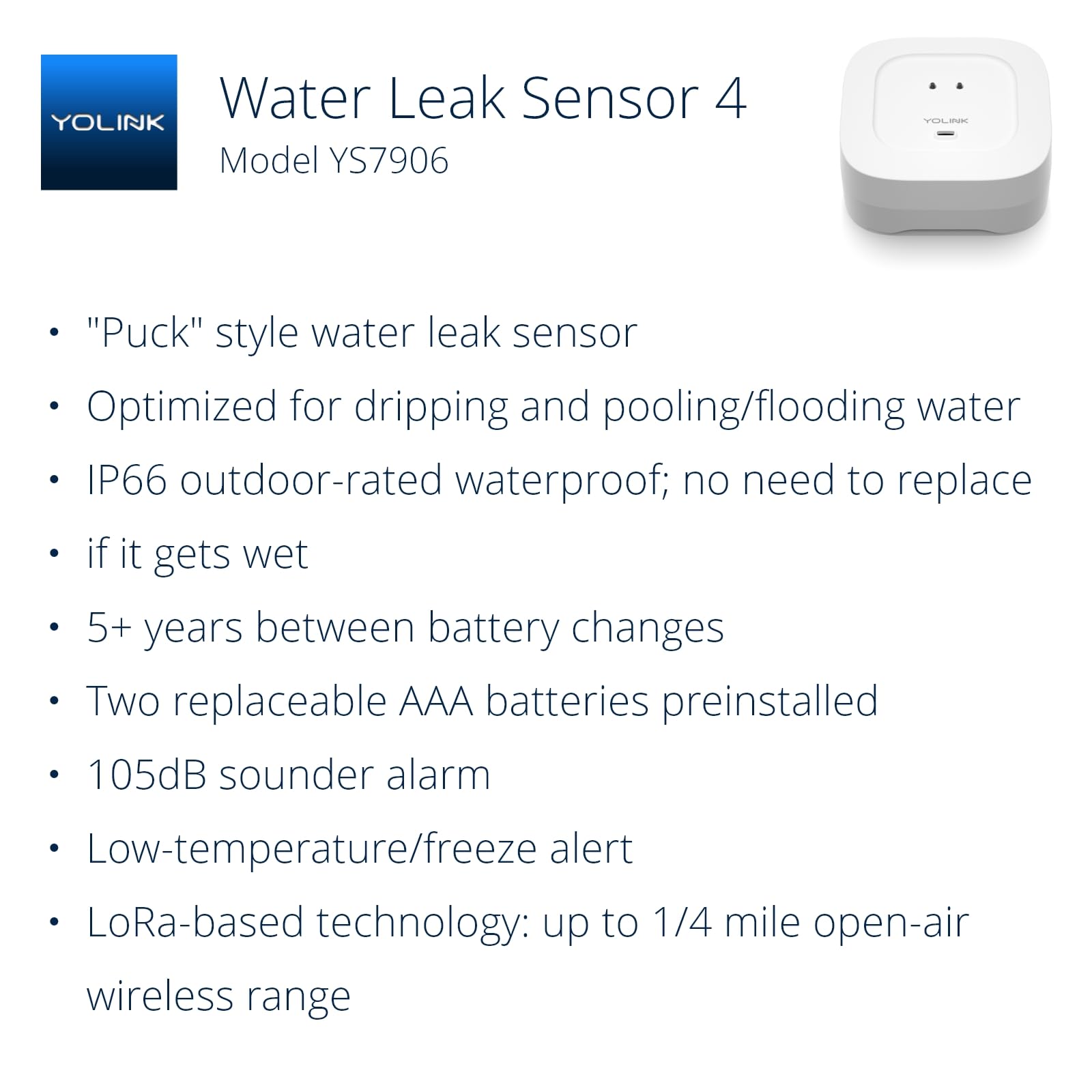YoLink Water Leak Detector 4 freeze warning helps prevent frozen pipes