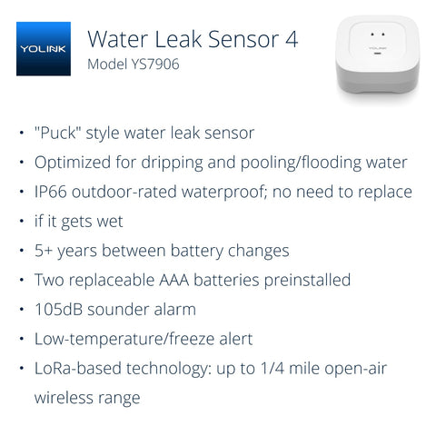 YoLink Water Leak Detector 4 freeze warning helps prevent frozen pipes