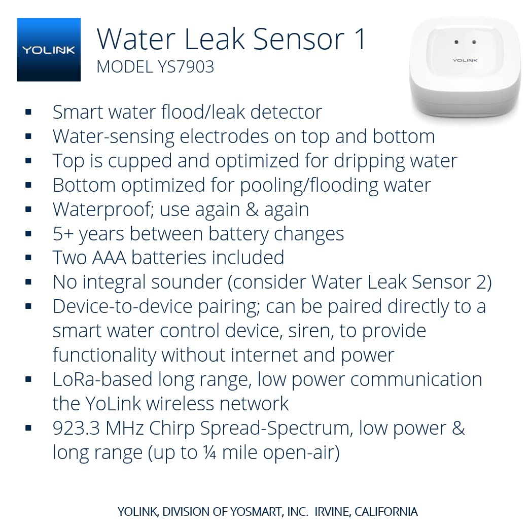 YoLink water leak sensor 3-pack packaging display ready for quick installation