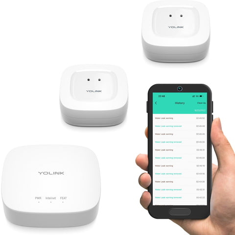 YoLink Water Leak Starter Kit hub enables LoRa reach for whole-home monitoring.